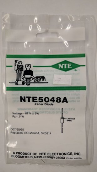 NTE5048A Zener Diode 87.0V 1/2W, DO35