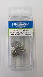 Ring Terminal Non-Insulated 22-18Awg 1/4" Stud (10Pk)