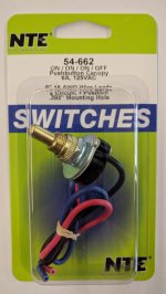 Pushbutton Canopy Switch SP3T L1-L2-L1+2-Off 6A 125V