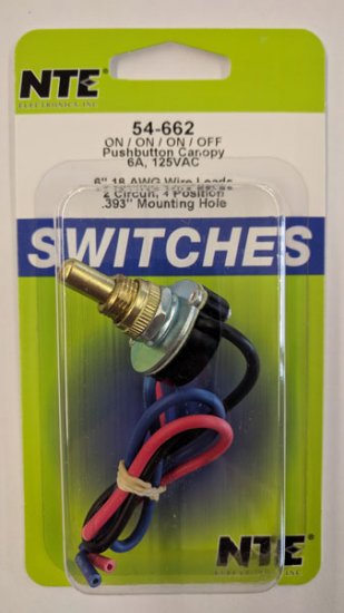 Pushbutton Canopy Switch SP3T L1-L2-L1+2-Off 6A 125V