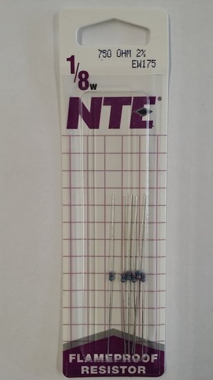 750 Ohm, 1/8W, 2% Metal Film Flameproof Resistor (6Pk)