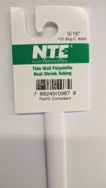 5/16" White 48" Thin Wall 2:1 Polyolefin Heat Shrink Tubing