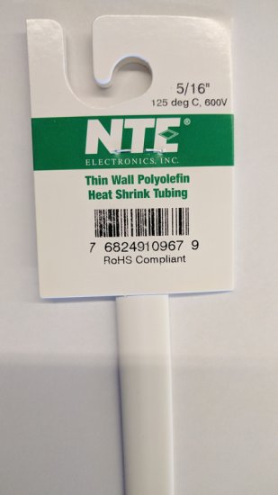 5/16" White 48" Thin Wall 2:1 Polyolefin Heat Shrink Tubing
