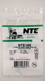 NTE185 T-PNP, Si, Audio Power Amp, Sw (Compl to NTE184)