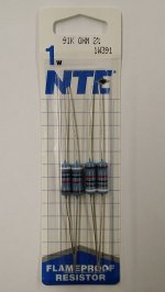 91K Ohm 1 Watt Metal Oxide Film Resistor (4Pk) 2% Tolerance