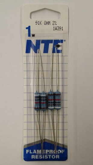 91K Ohm 1 Watt Metal Oxide Film Resistor (4Pk) 2% Tolerance