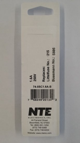 1.6 Amp (S505) Ceramic Fuse (5Pk) Slow Blow 5x20mm