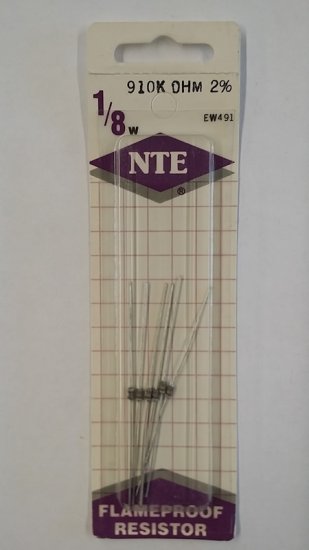 910K Ohm, 1/8W, 2% Metal Film Flameproof Resistor (6Pk)