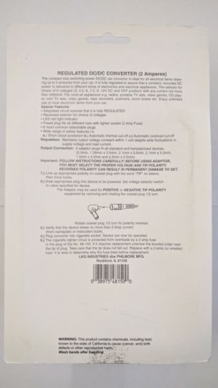 Regulated DC/DC Converter, 2A, 3,4.5,6,7.5,9,12VDC