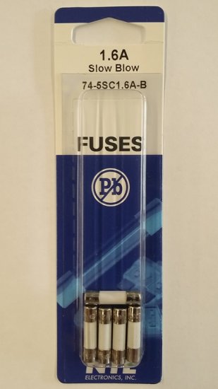 1.6 Amp (S505) Ceramic Fuse (5Pk) Slow Blow 5x20mm