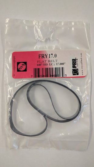 FRY17.0 Flat Rubber Belt 17.0\" IC, .275\" CS, .03\" Wall Thickness