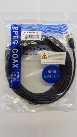 25Ft RG-58A/U Double Shield Cable, BNC Plug/Plug