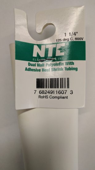 1.25" White 48" Dual Wall 3:1 Polyolefin Heat Shrink w/Adhesive