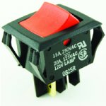 Red Neon Big Rocker Switch DPST Off-None-On 125VAC 20A