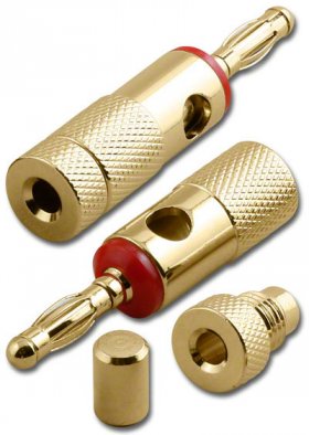 Red/Black Gold Banana Plug Slip Spring Contact Screw Type 1Pair