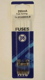 0.25 Amp (250mA) GMA Glass Fuse (5Pk) Fast Acting 5x20mm
