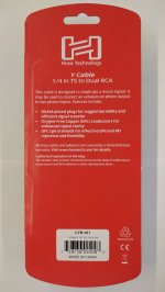 3.3Ft (1m) Y Cable, 1/4in TS Male to Dual RCA Male