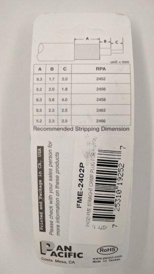 FME Plug 3-Piece Crimp RG-58/U