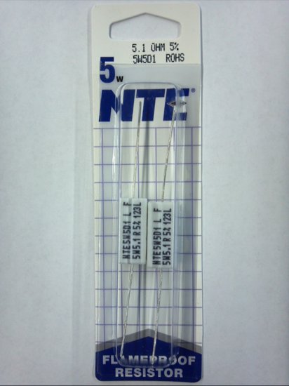 5.1 Ohm 5W Cerment Power Wirewound Resistor (2Pk) 5% Tolerance