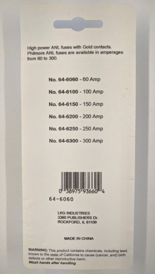 60A ANL Fuse With Gold Contacts