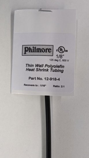 1/8" Black 48" Thin Wall 2:1 Polyolefin Heat Shrink Tubing
