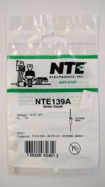 NTE139A Zener Diode (2Pk) 9.1V 1W