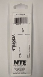 NTE5062A Zener Diode 2.5V 1W, DO-41/DO-15