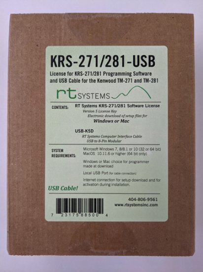 KRS-271 Programming Software/USB-K5D Cable Kenwood TM-281/281