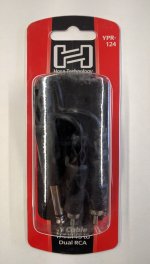 6" Y Cable, 1/4 in TSM to Dual RCAM