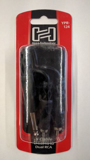 6" Y Cable, 1/4 in TSM to Dual RCAM