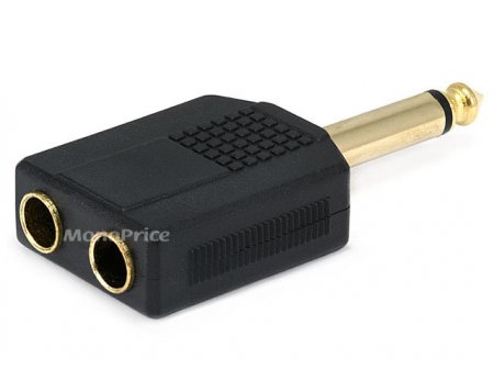 2(6.3mm) 1/4" Stereo Jacks to (6.3mm) 1/4" Mono Plug (Gold)