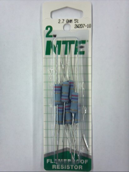 2.7 Ohm 2 Watt Metal Oxide Film Resistor (10Pk) 5% Tolerance