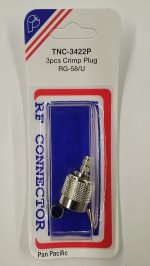 TNC Plug 3-Piece Crimp-On RG-58/U