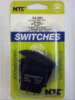 Green 12VDC Inc Lighted Rocker Switch SPST (On)-None-Off 20A