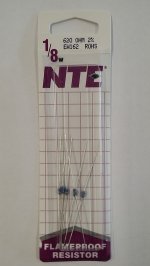 620 Ohm, 1/8W, 2% Metal Film Flameproof Resistor (6Pk)