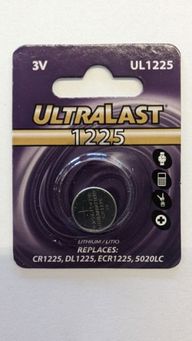 CR1225 Ultralast 3V Lithium Coin Cell Battery