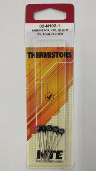 02-N102-1 Thermistor NTC 1K Ohm, Radial,B Value=3800 (5Pk)