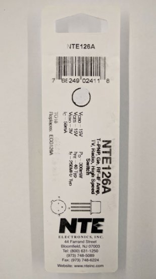 NTE126A T-PNP, Ge, RF-IF Amp, TV, Radio, High Speed Switch