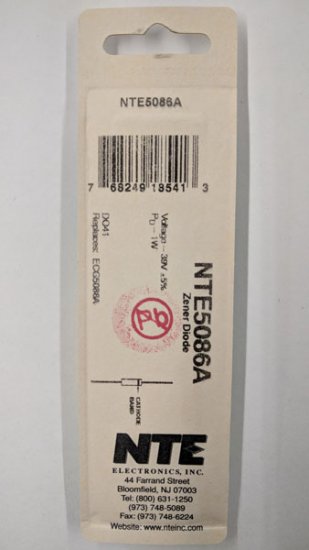 NTE5086A Zener Diode 39.0V 1W, DO-41/DO-15 (2Pk)