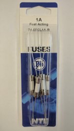 1 Amp (GDA-V) Axial Ceramic Fuse (5Pk) Fast Acting 5x20mm