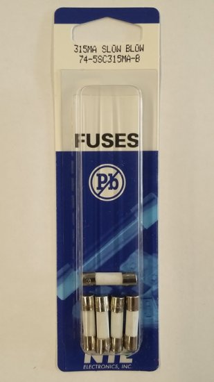 .315 Amp (315mA) S505 Ceramic Fuse (5Pk) Slow Blow 5x20mm