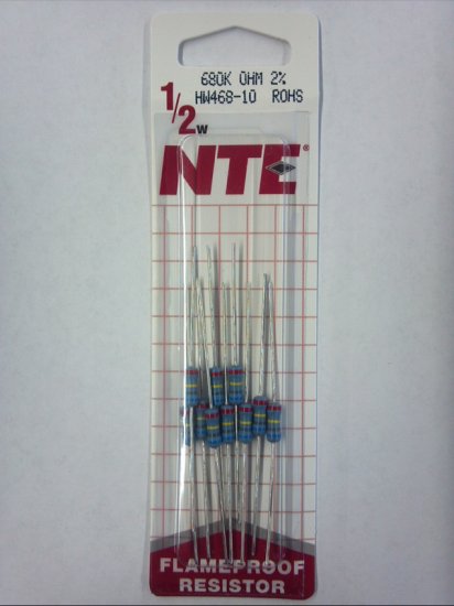 680K Ohm 0.5 Watt Metal Film Resistor (10Pk) 2% Tolerance