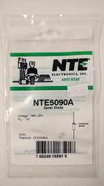 NTE5090A Zener Diode 56.0V 1W, DO-41/DO-15 (2Pk)