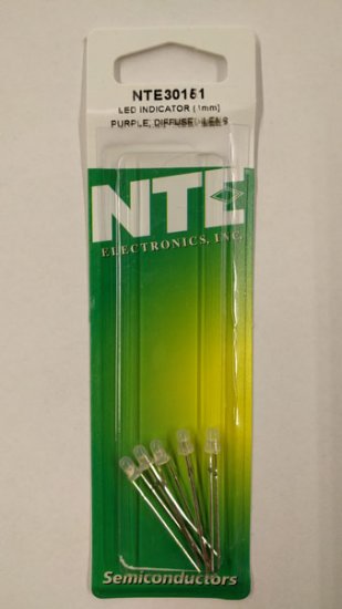 3mm UV/Purple LED 50mcd (5Pk) White Diffused Lens