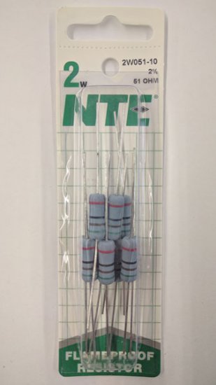 51 Ohm 2 Watt Metal Oxide Film Resistor (10Pk) 2% Tolerance