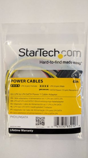 6in LP4 to LP4 SATA Power Y Cable Adapter