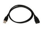3Ft Black USB 2.0 A Male to A Female Ext. 28/24AWG Cable (Gold)