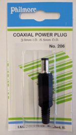 Size ? 5.5/3.0mm Coaxial DC Power Plug Inline w/Strain Relief