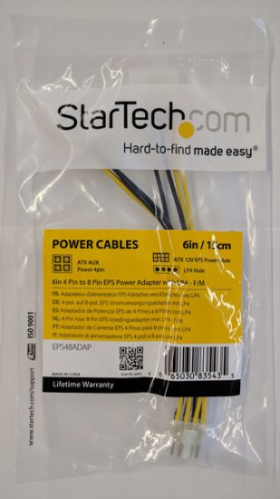 6in 4 Pin to 8 Pin EPS Power Adapter with LP4 - F/M
