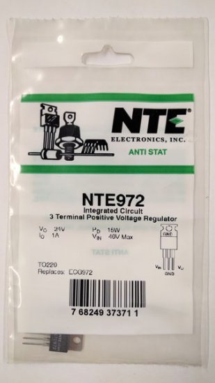 NTE972 IC, 3-Terminal Positive Voltage Regulator, 24V 1A, TO220